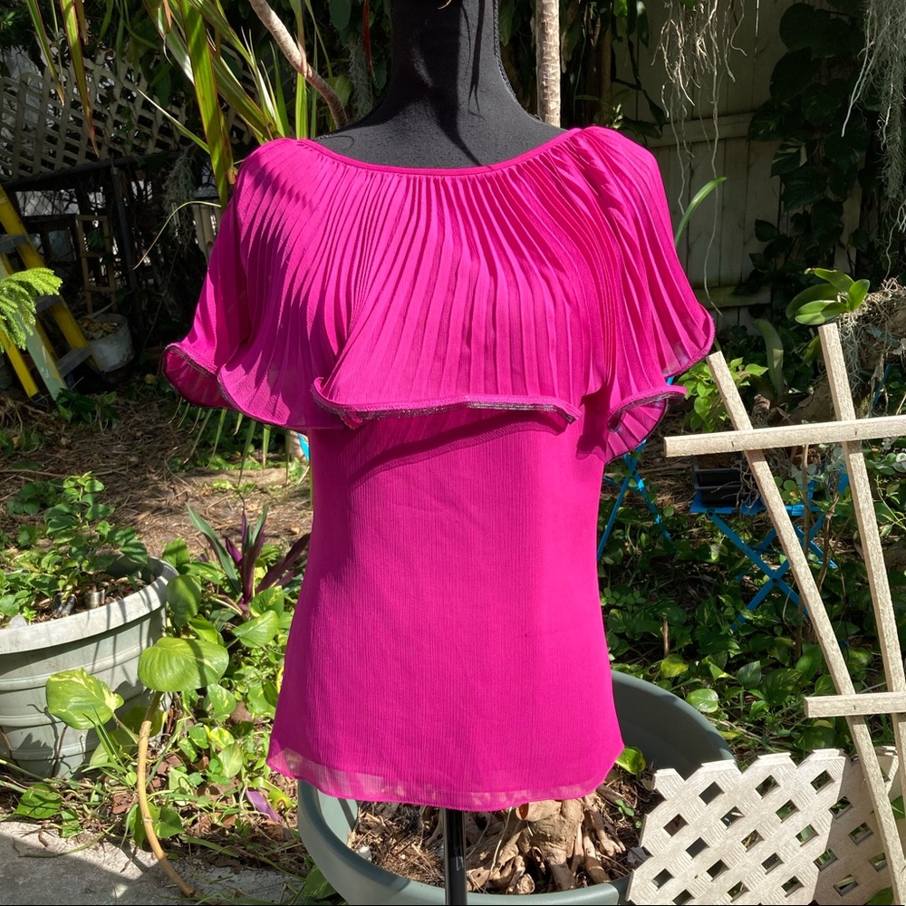 Badgley Mischka hot pink formal top